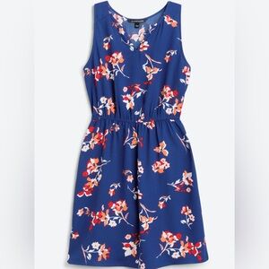 Trisha Split Neck Floral Midi Dress 41 Hawthorne Navy Size Large